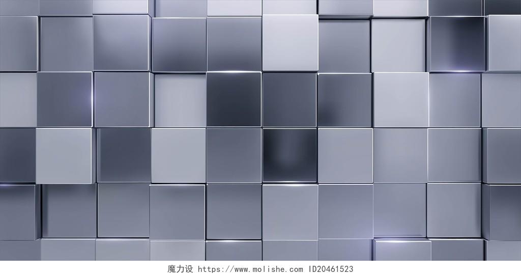 灰色金属质感立体几何正方体展板背景